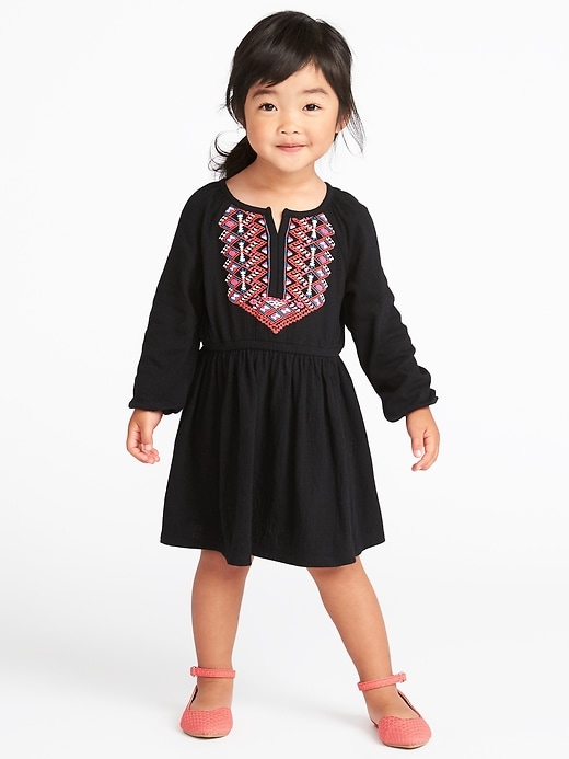 View large product image 1 of 1. Printed-Bodice Crinkle-Jersey Dress for Toddler Girls