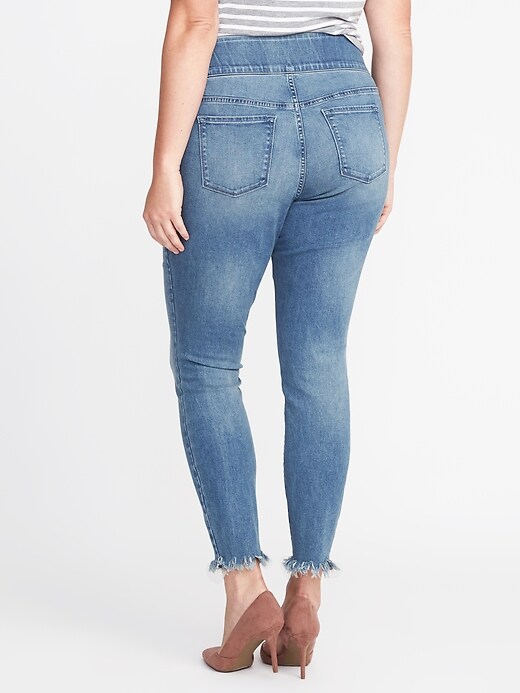 Image number 2 showing, Mid-Rise Plus-Size Raw-Edge Rockstar Jeggings