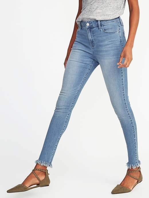 View large product image 1 of 3. High-Rise Raw-Edge Rockstar Jeans for Women