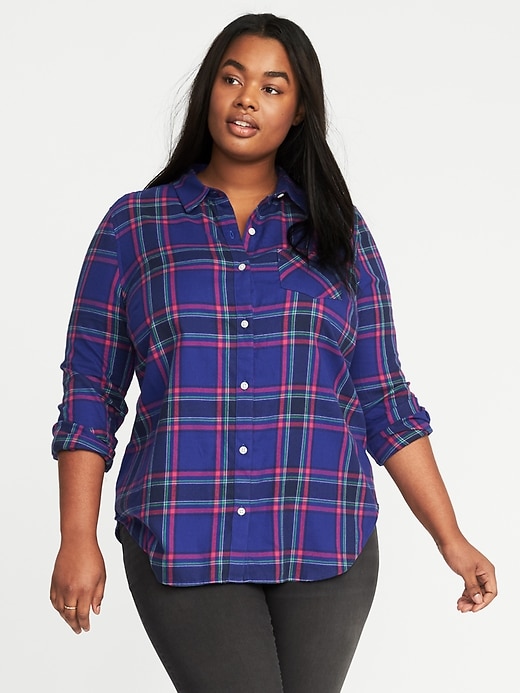 View large product image 1 of 1. Classic Plus-Size Plaid Flannel Shirt