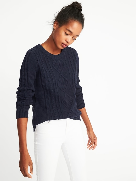 View large product image 1 of 1. Classic Cable-Knit Sweater for Women