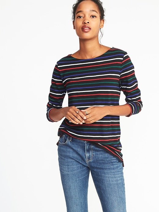 Image number 1 showing, Relaxed Mariner-Stripe Tee for Women