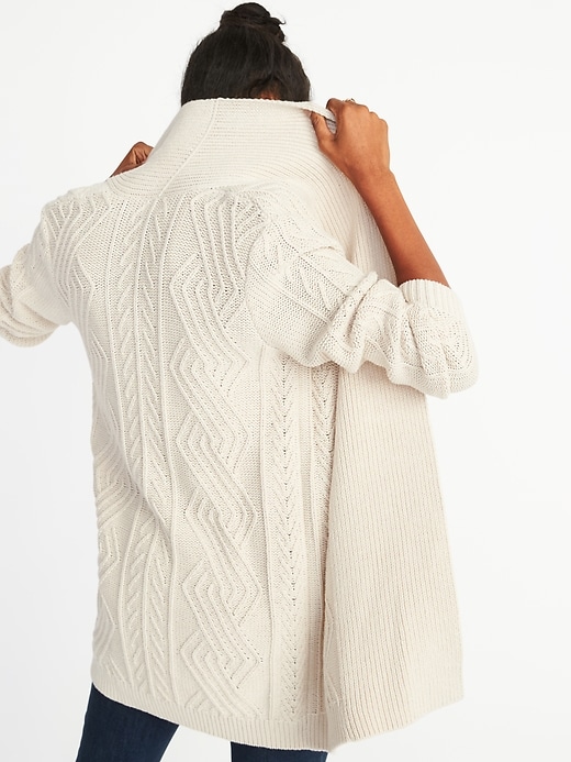 Image number 4 showing, Cable-Knit Open-Front Cardi for Women