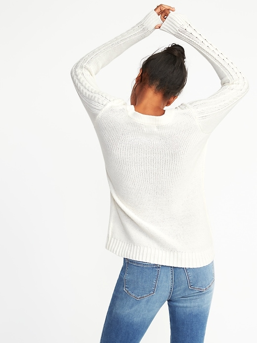 Image number 2 showing, Classic Cable-Knit Sweater for Women