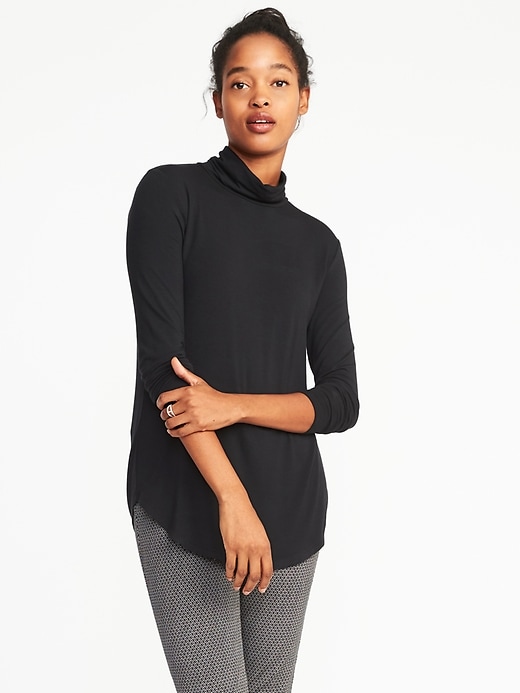 Image number 1 showing, Luxe Curved-Hem Turtleneck for Women