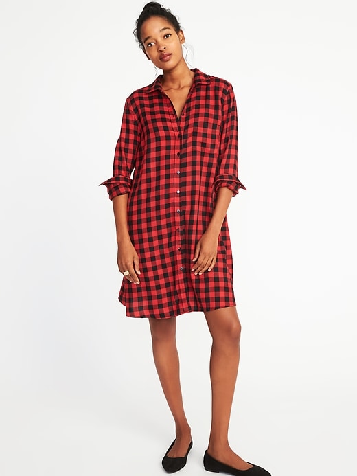 View large product image 1 of 1. Twill Shirt Dress for Women