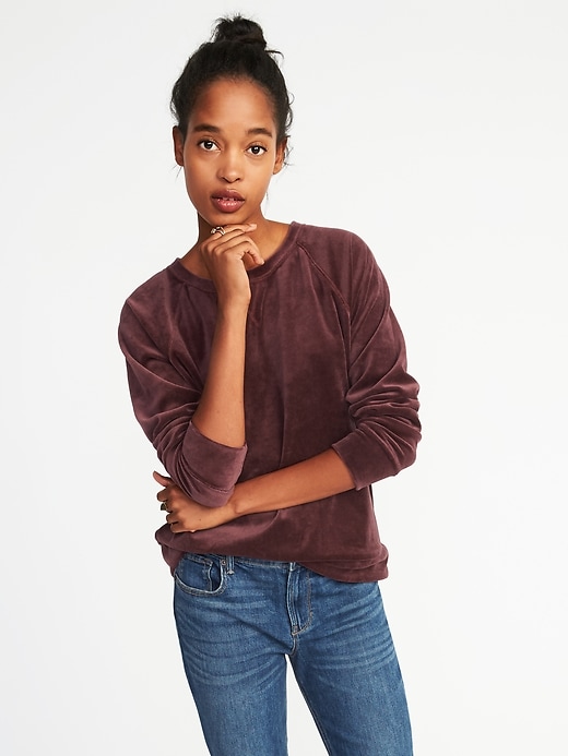 Image number 1 showing, Relaxed Velour Sweatshirt for Women