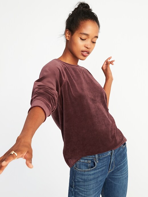 Image number 4 showing, Relaxed Velour Sweatshirt for Women