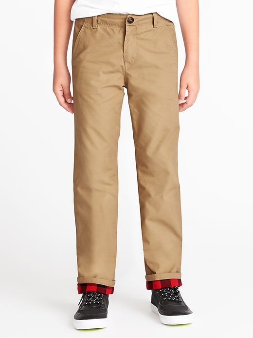 View large product image 1 of 3. Straight Flannel-Lined Khakis For Boys