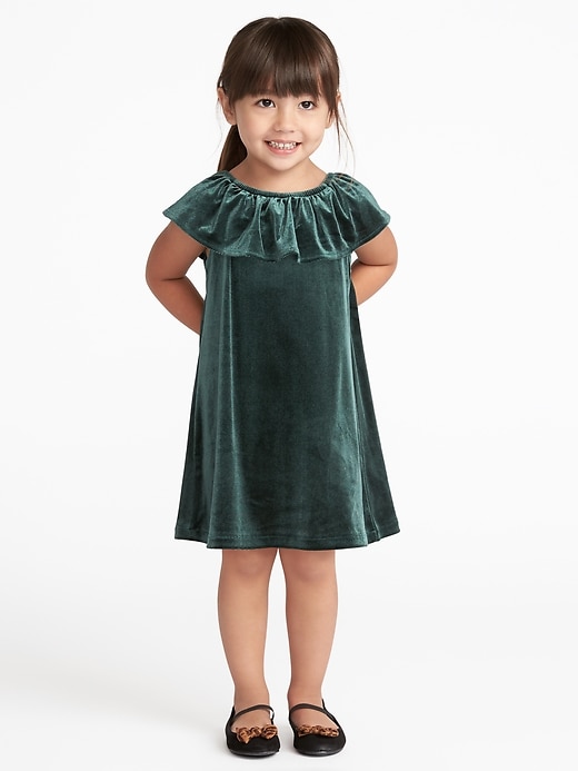 View large product image 1 of 1. Off-the-Shoulder Velvet Dress for Toddler Girls