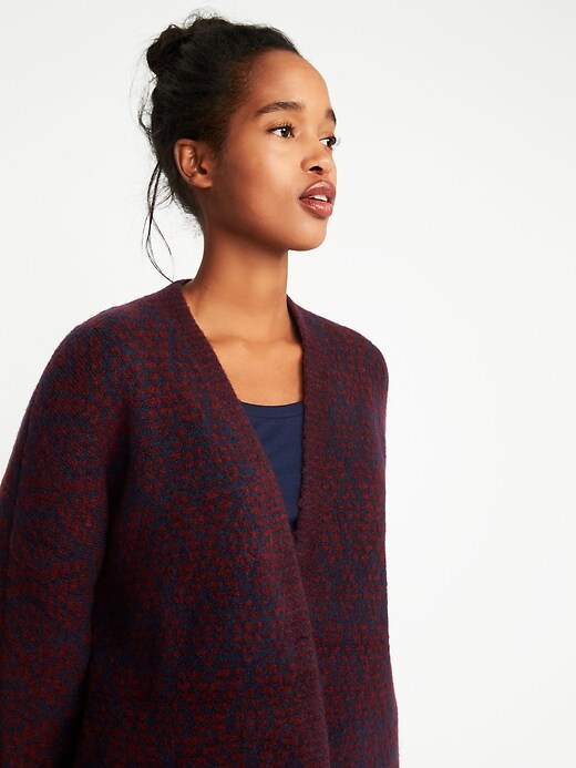 Image number 4 showing, Patterned Open Front Cardi-Coat for Women