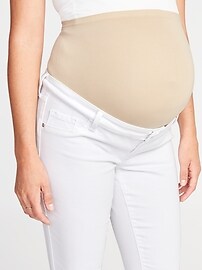 View large product image 3 of 3. Maternity Premium Full-Panel Rockstar White Jeans