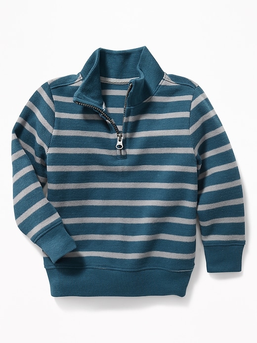 View large product image 1 of 2. Striped French-Rib 1/4-Zip Pullover for Toddler Boys