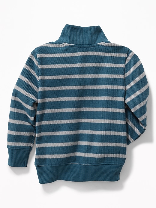View large product image 2 of 2. Striped French-Rib 1/4-Zip Pullover for Toddler Boys