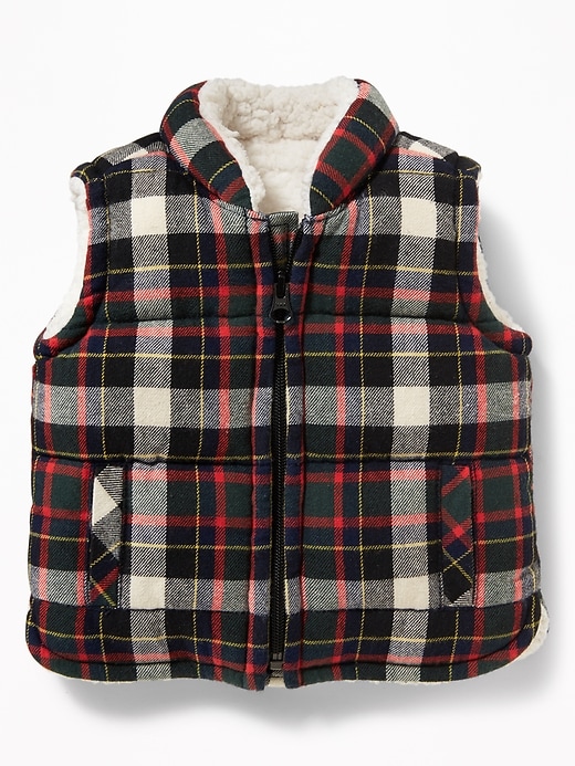 View large product image 1 of 2. Frost-Free Sherpa-Lined Flannel Vest for Baby
