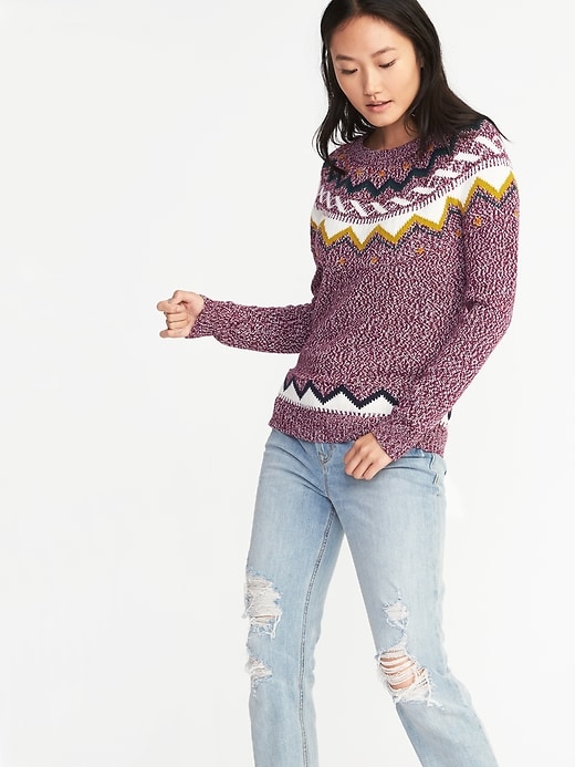 Image number 1 showing, Classic Fair Isle Sweater for Women