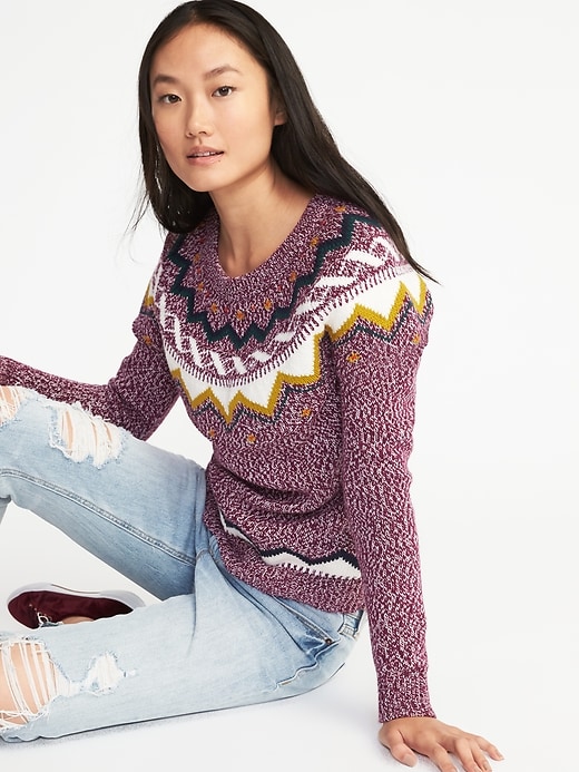 Image number 4 showing, Classic Fair Isle Sweater for Women