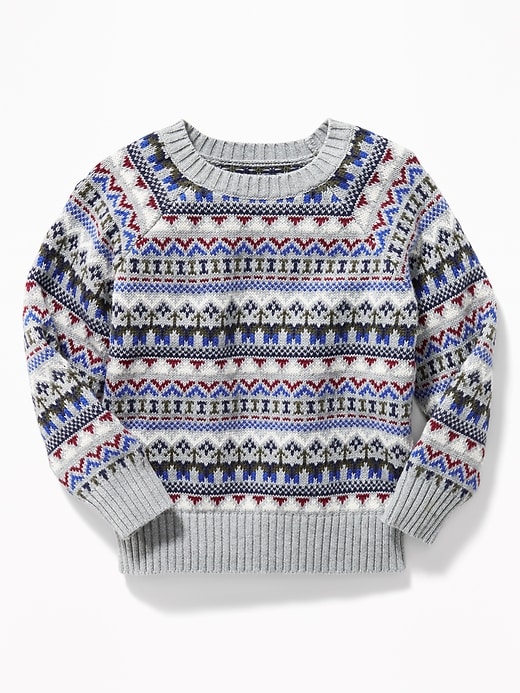 View large product image 1 of 2. Fair Isle Raglan-Sleeve Sweater for Toddler Boys