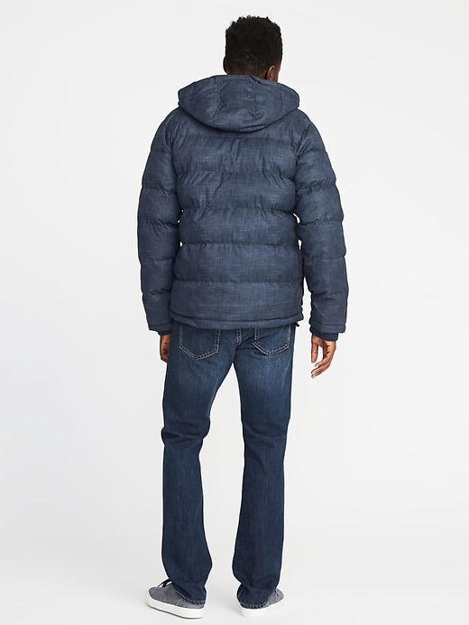 Image number 2 showing, Quilted Chambray Detachable-Hood Anorak for Men