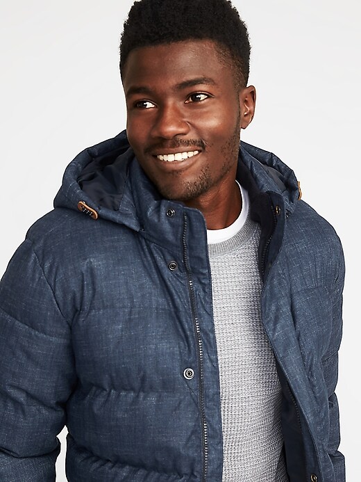 Image number 4 showing, Quilted Chambray Detachable-Hood Anorak for Men