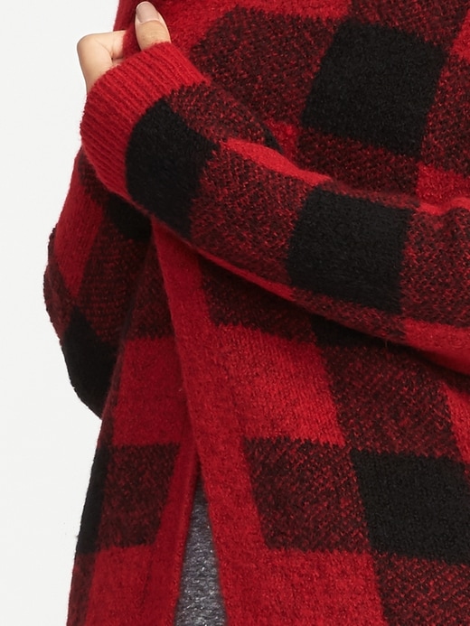 Image number 4 showing, Buffalo-Plaid Open-Front Long-Line Cardi for Women