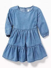 View large product image 3 of 3. Tiered Chambray Dress for Toddler Girls
