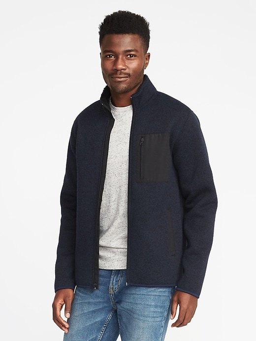 Image number 1 showing, Sweater-Knit Fleece Sherpa-Lined Jacket for Men