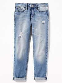 View large product image 3 of 3. Distressed Heart-Patch Boyfriend Skinny Jeans for Girls