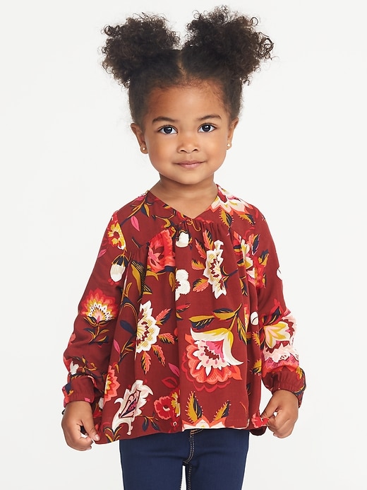 View large product image 1 of 4. Floral-Print V-Neck Blouse for Toddler Girls