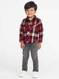View large product image 3 of 4. Plaid Flannel Utility Shirt for Toddler Boys