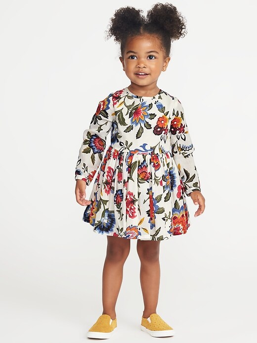 View large product image 1 of 3. Floral Crepe Button-Back Dress for Toddler Girls