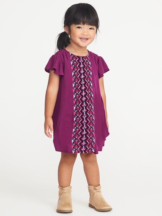 View large product image 1 of 3. Flared Crinkle-Gauze Dress for Toddler Girls
