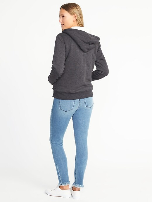 Image number 2 showing, Relaxed Sherpa-Lined Fleece Hoodie for Women