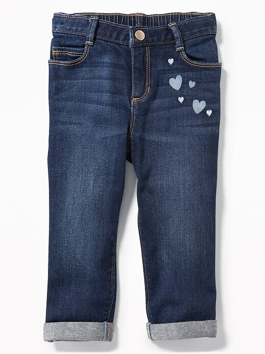 View large product image 1 of 2. Heart-Graphic Boyfriend Jeans for Toddler Girls