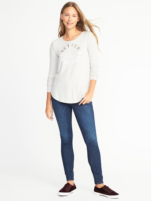 Image number 3 showing, Relaxed Brushed-Knit Graphic Top for Women