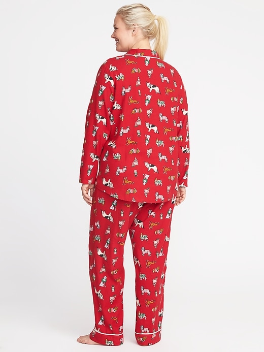 Image number 2 showing, Printed Flannel Plus-Size Pajama Set