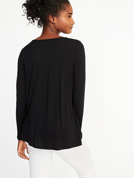 Image number 2 showing, Lace-Up-Yoke Swing Top for Women