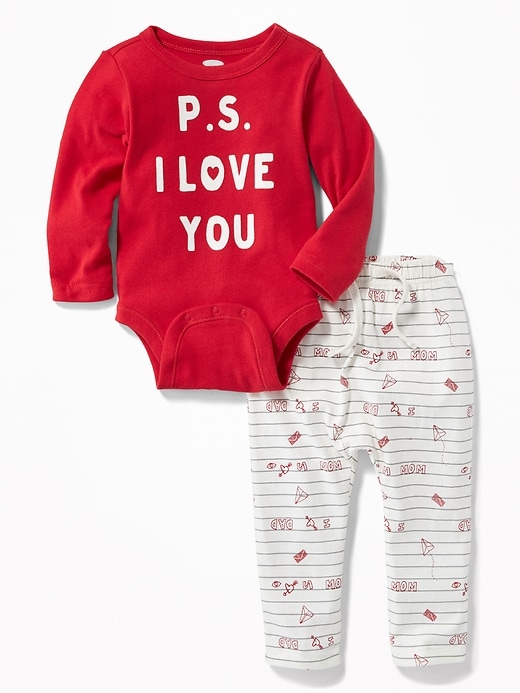 View large product image 1 of 3. Graphic Bodysuit & Printed Pants Set for Baby
