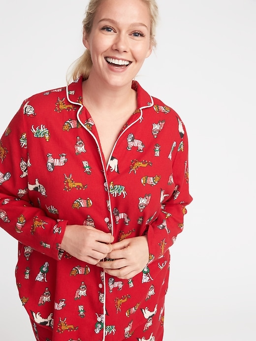Image number 3 showing, Printed Flannel Plus-Size Pajama Set