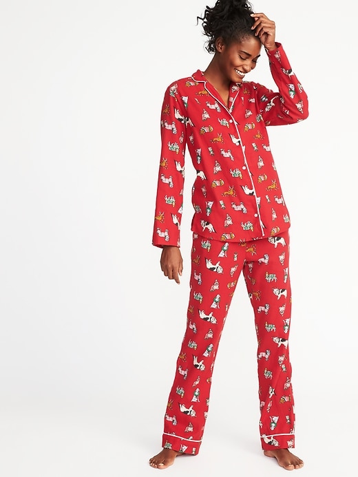 Image number 1 showing, Printed Flannel Sleep Set for Women
