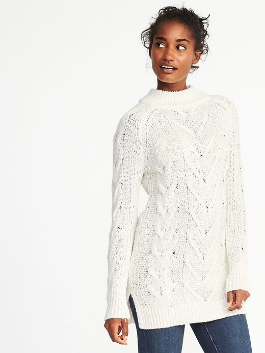 Image number 1 showing, Cable-Knit Tunic Sweater for Women