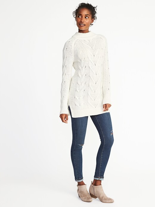Image number 3 showing, Cable-Knit Tunic Sweater for Women