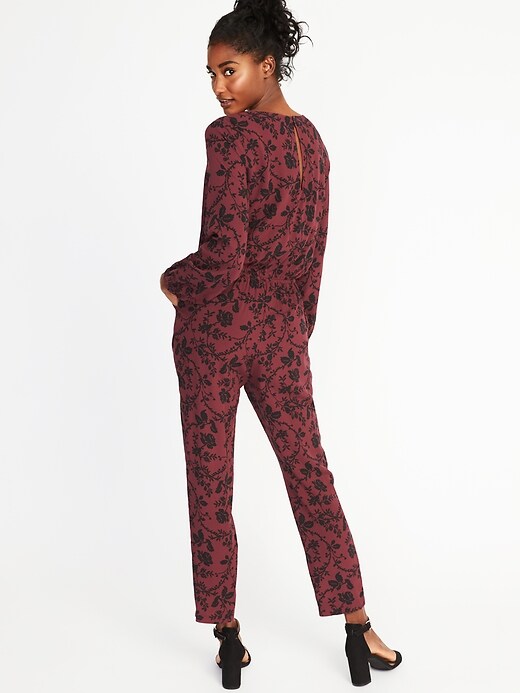 Image number 2 showing, Floral-Printed Tie-Waist Jumpsuit for Women