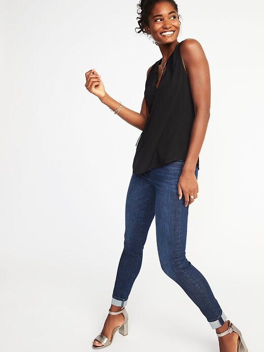 Image number 3 showing, Relaxed Sleeveless Tie-Neck Top for Women