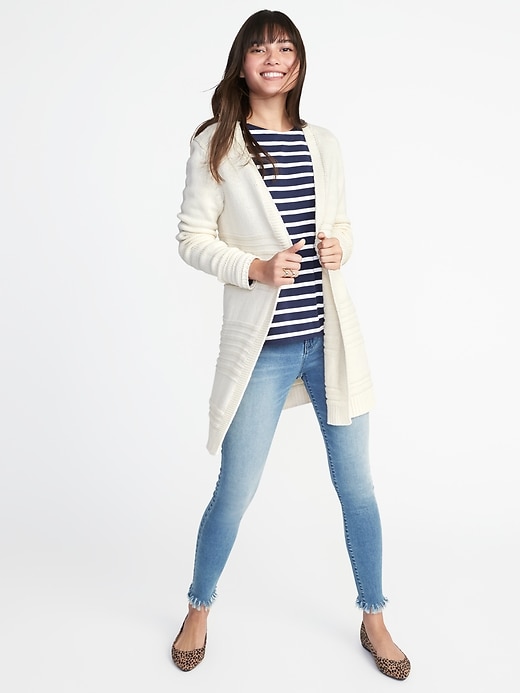 View large product image 1 of 1. Textured-Knit Open-Front Cardi for Women