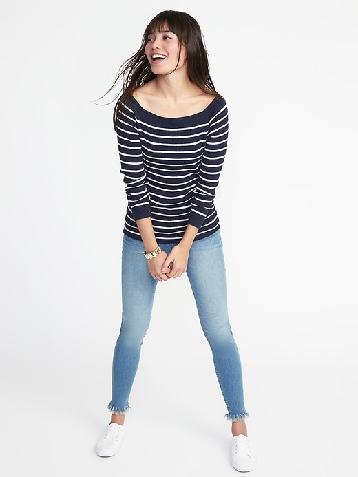 Image number 3 showing, Rib-Knit Off-the-Shoulder Sweater for Women