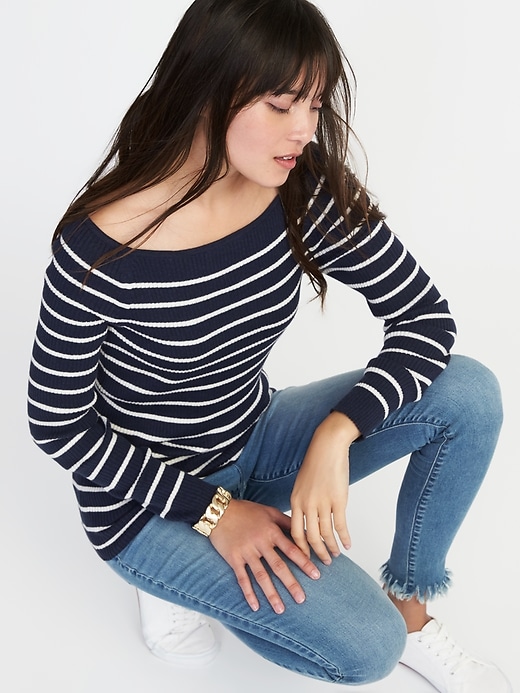 Image number 4 showing, Rib-Knit Off-the-Shoulder Sweater for Women