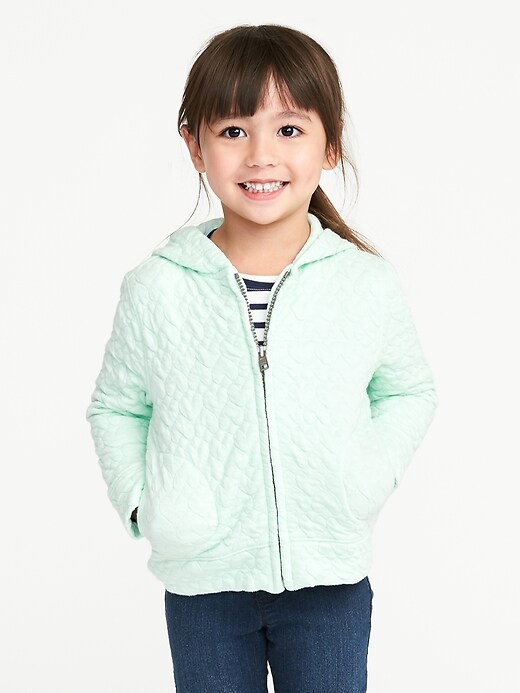 View large product image 1 of 1. Quilted-Heart Zip Hoodie for Toddler Girls