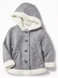 View large product image 4 of 4. Sherpa-Lined Button-Front Coat for Toddler Girls