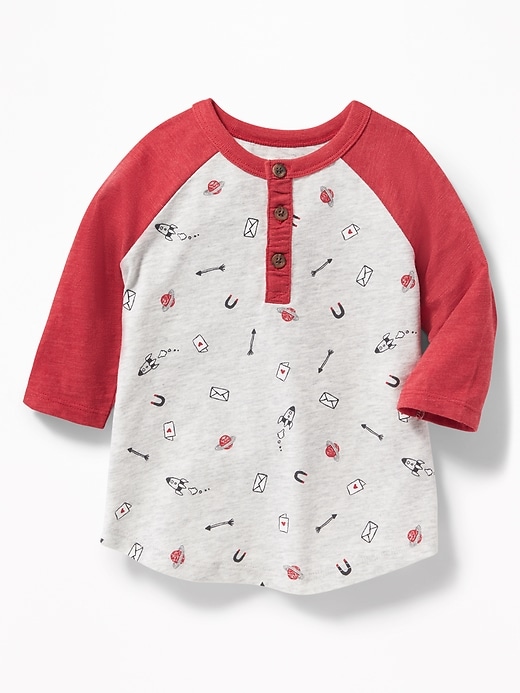 View large product image 1 of 2. Color-Block Printed Henley for Toddler Boys